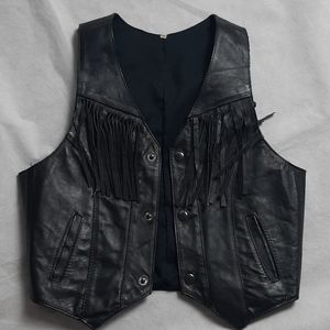 Leather-like fringe vest
